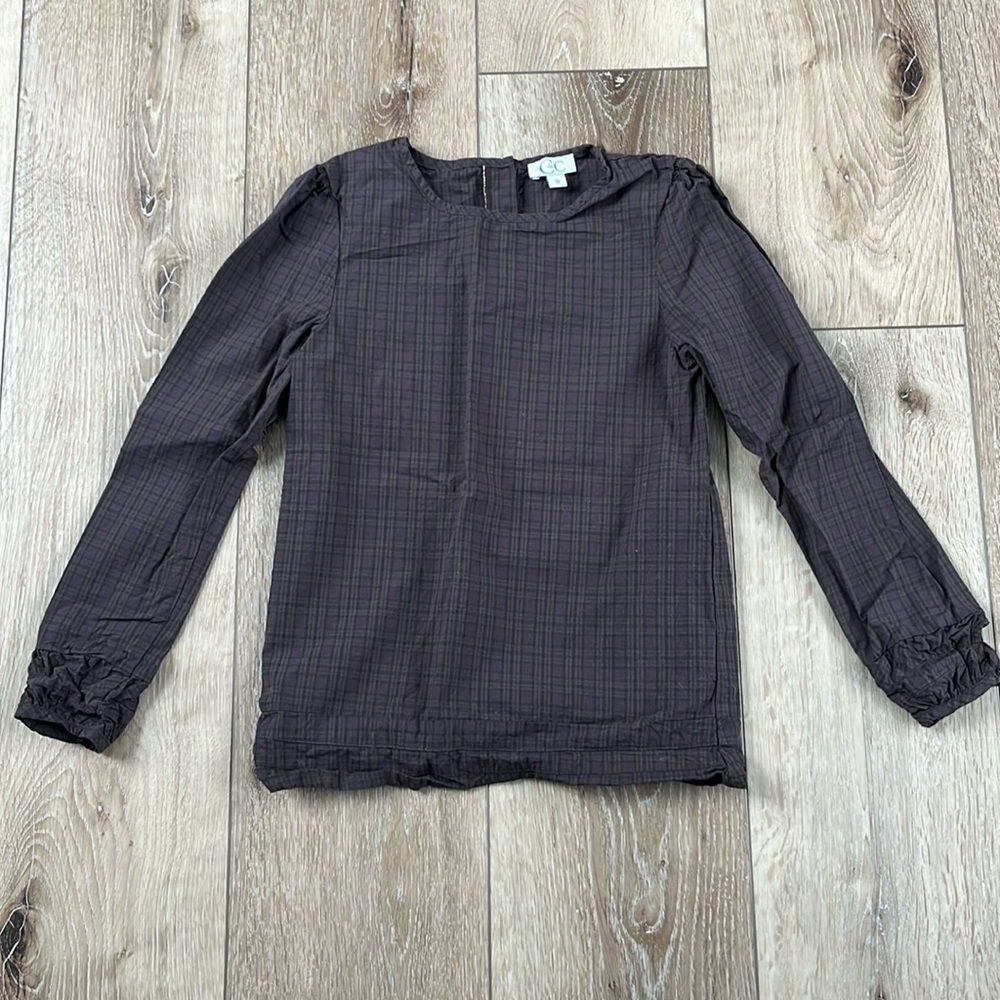 C de C Plaid Cotton Blouse Purple and Black